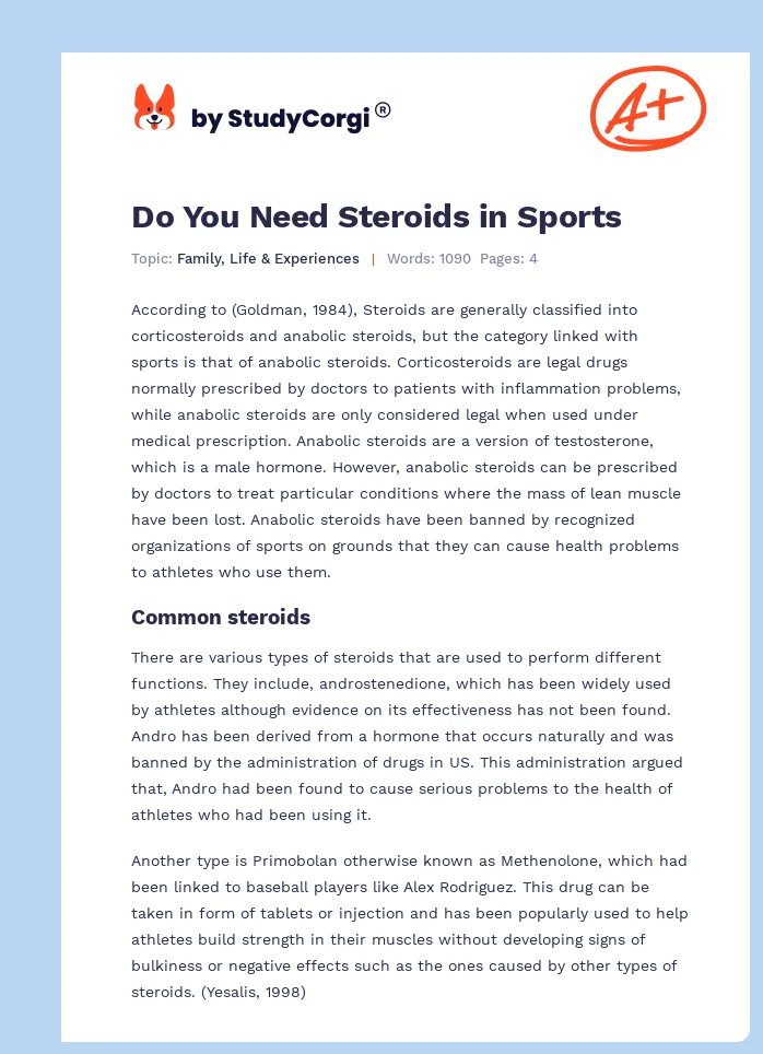 Do You Need Steroids in Sports. Page 1
