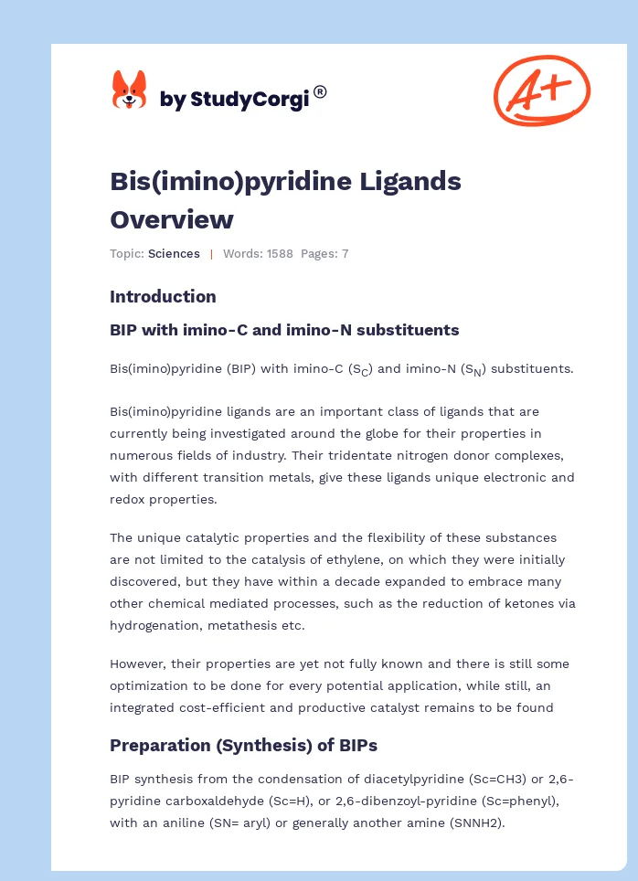 Bis(imino)pyridine Ligands Overview. Page 1