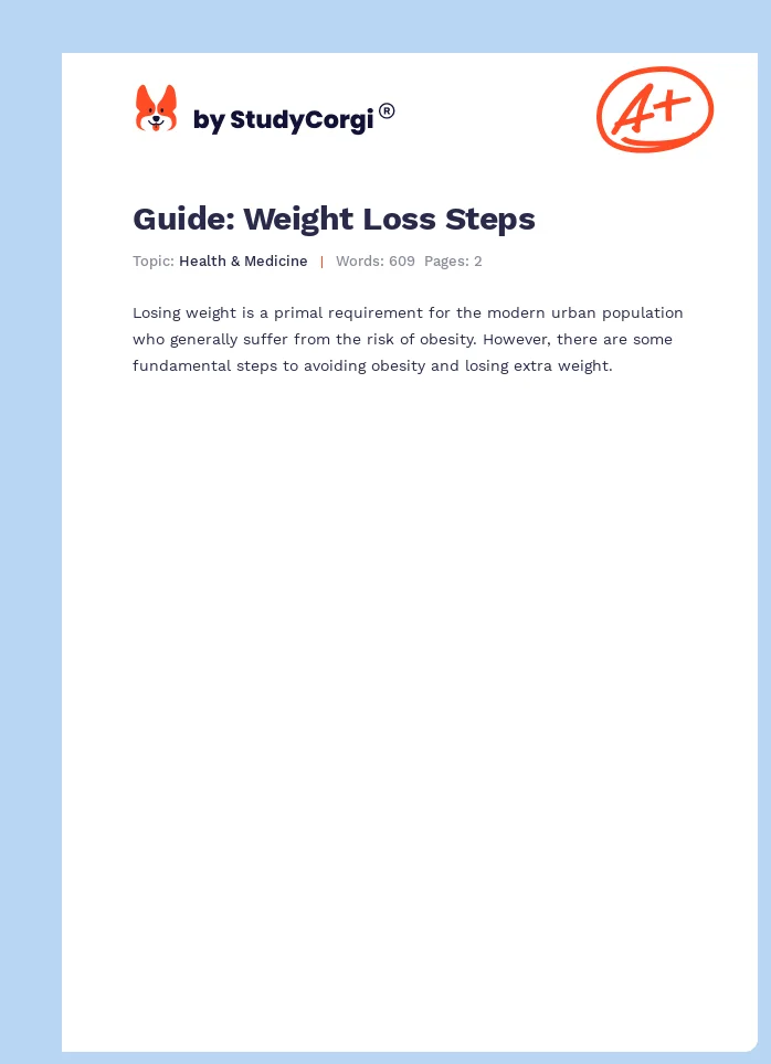 Guide: Weight Loss Steps. Page 1