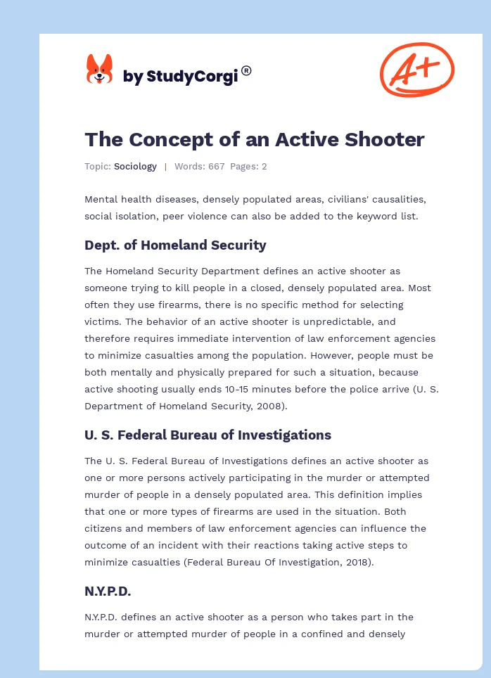 The Concept of an Active Shooter. Page 1
