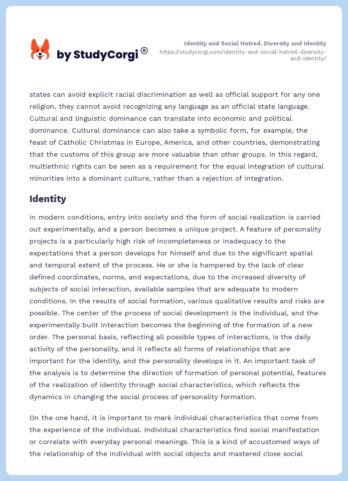 Identity and Social Hatred. Diversity and Identity. Page 2