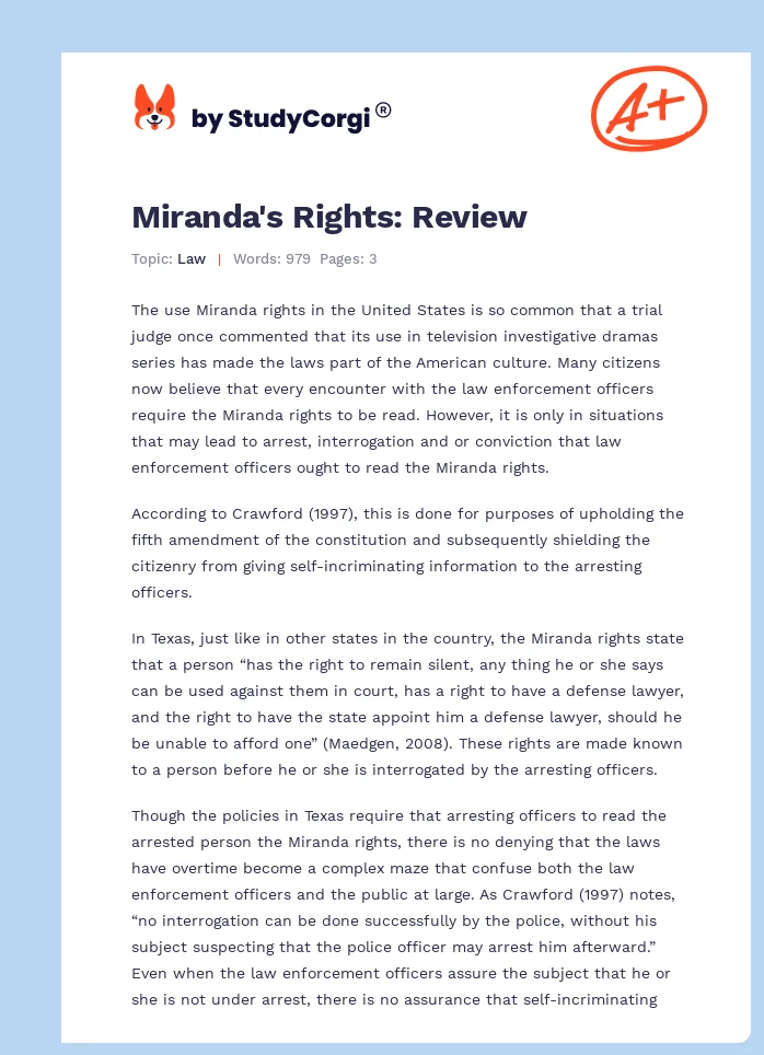 Miranda's Rights: Review. Page 1