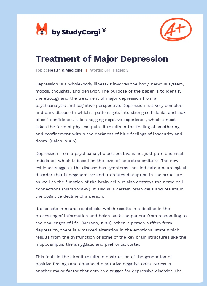 Treatment of Major Depression. Page 1