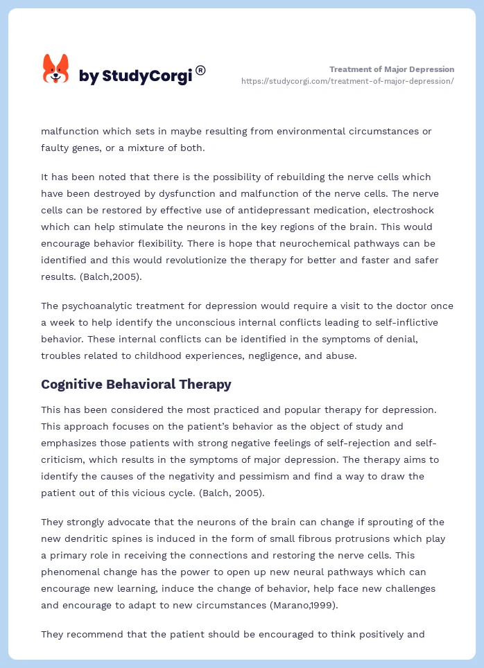 Treatment of Major Depression. Page 2
