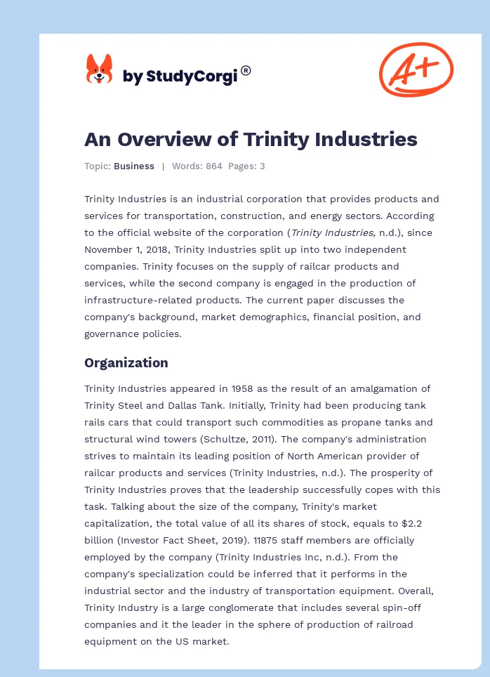 An Overview of Trinity Industries. Page 1