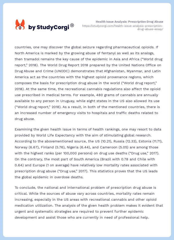 Health Issue Analysis: Prescription Drug Abuse. Page 2