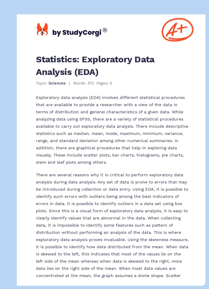 Statistics: Exploratory Data Analysis (EDA). Page 1