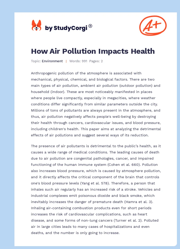 How Air Pollution Impacts Health. Page 1