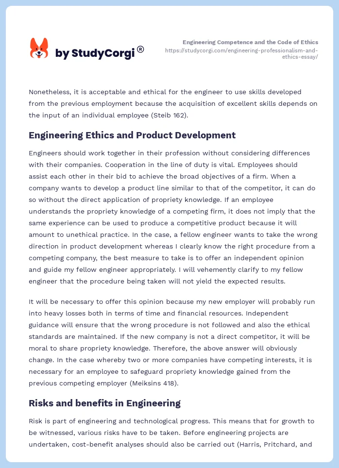Engineering Competence and the Code of Ethics. Page 2