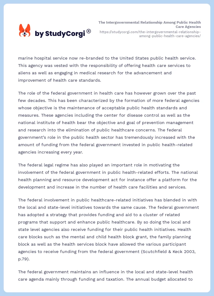 The Intergovernmental Relationship Among Public Health Care Agencies. Page 2