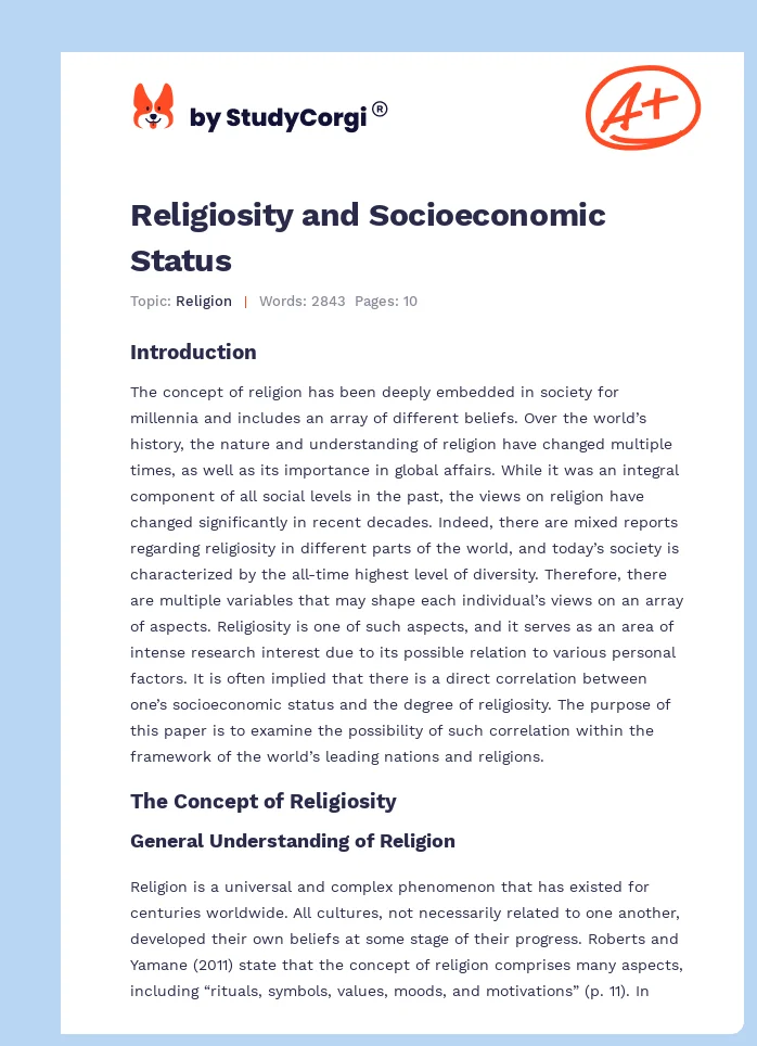 Religiosity and Socioeconomic Status. Page 1