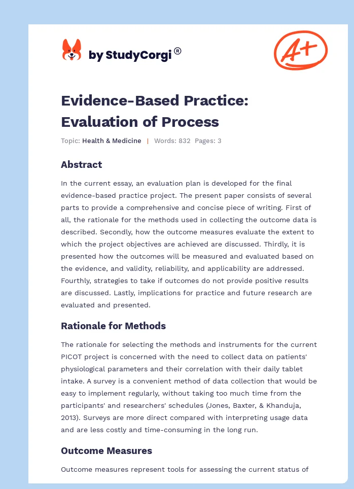 Evidence-Based Practice: Evaluation of Process. Page 1
