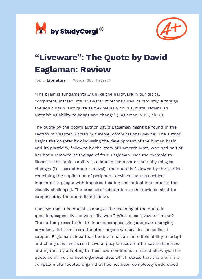 “Liveware”: The Quote by David Eagleman: Review. Page 1