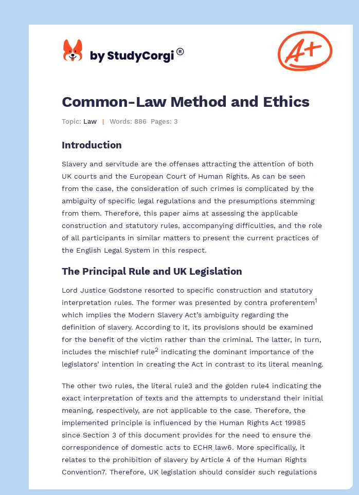 Common-Law Method and Ethics. Page 1