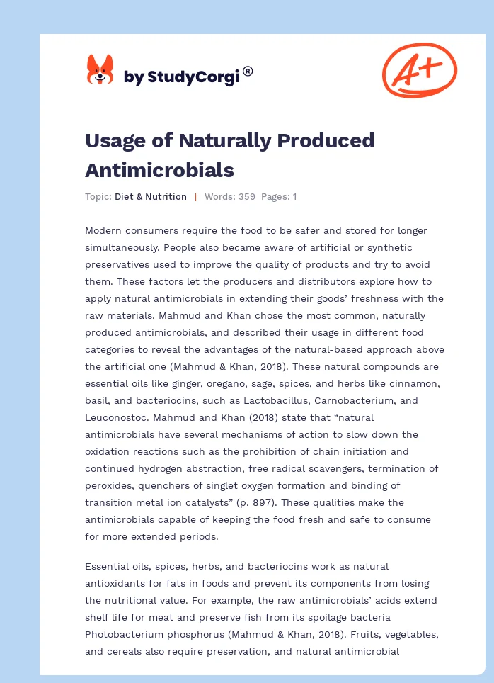 Usage of Naturally Produced Antimicrobials. Page 1
