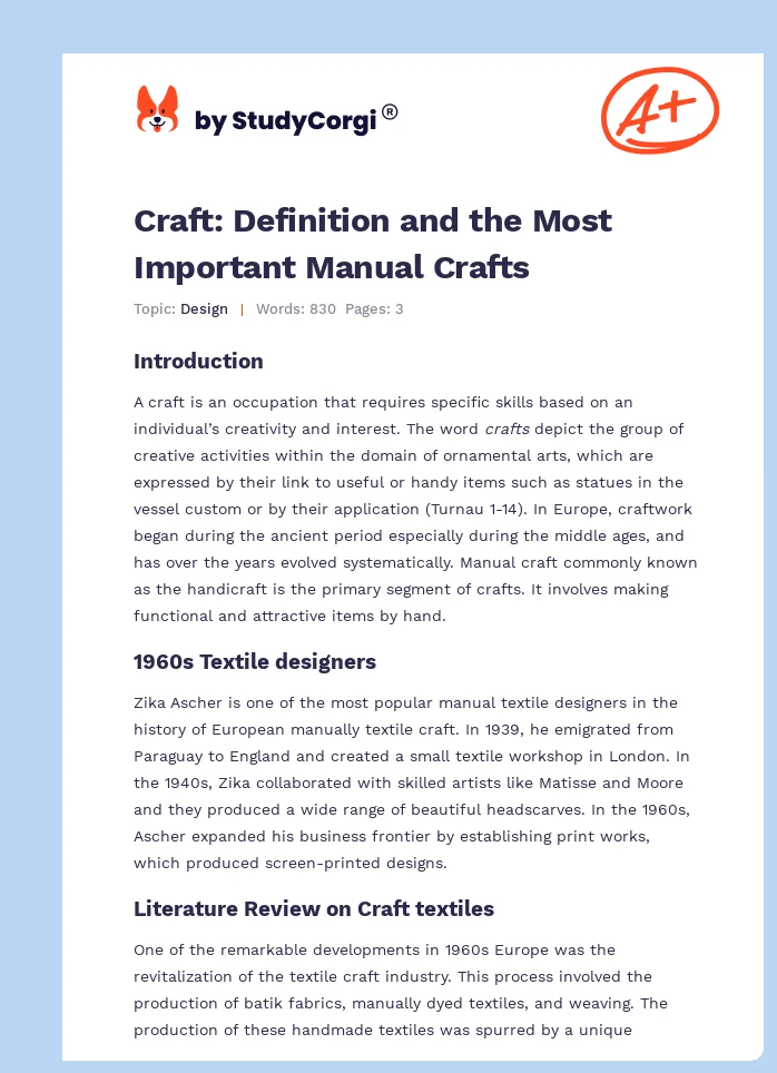 Craft: Definition and the Most Important Manual Crafts. Page 1