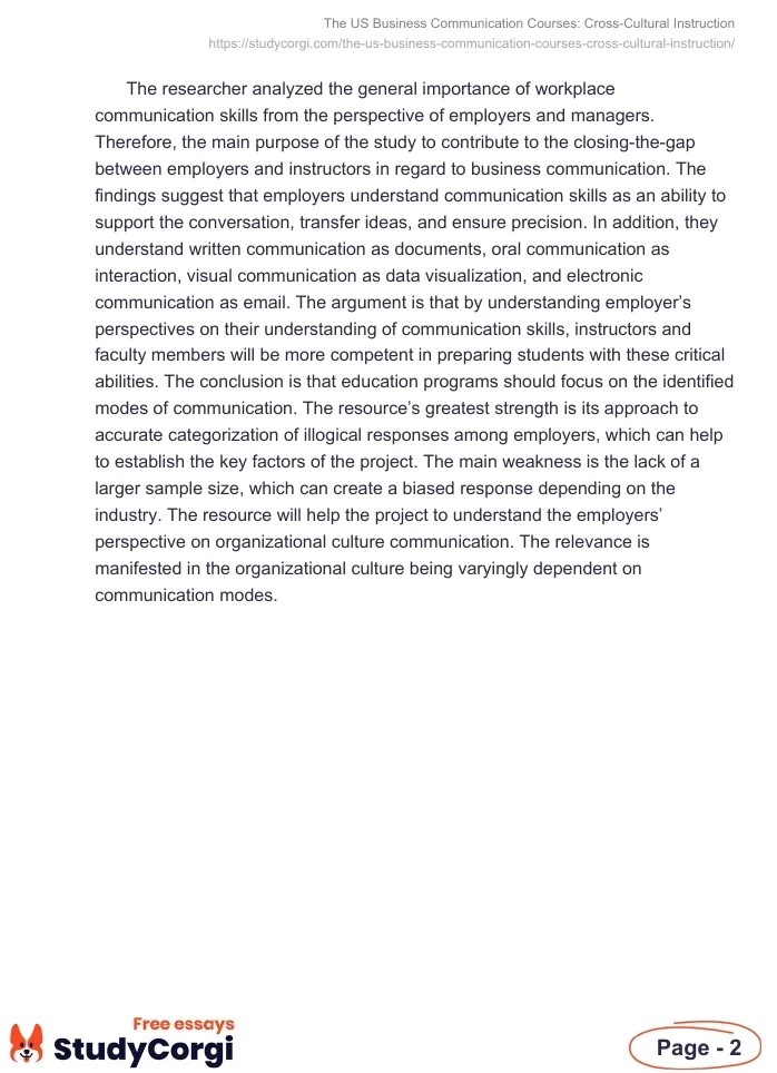 The US Business Communication Courses: Cross-Cultural Instruction. Page 2