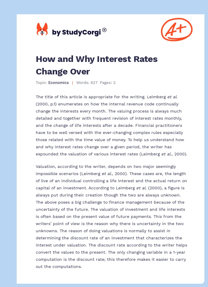 How and Why Interest Rates Change Over. Page 1