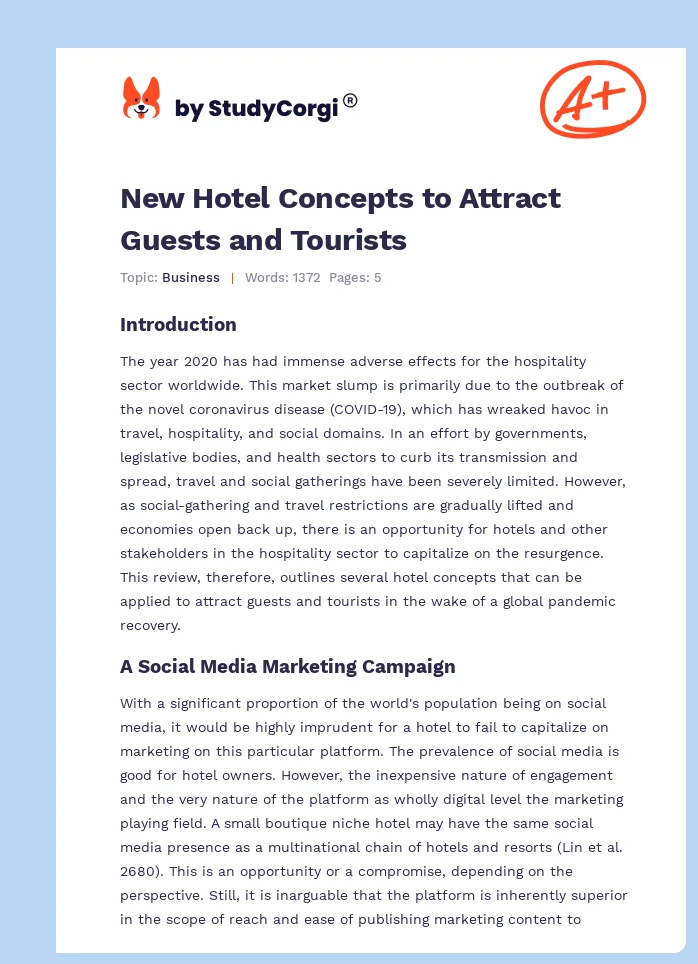New Hotel Concepts to Attract Guests and Tourists. Page 1