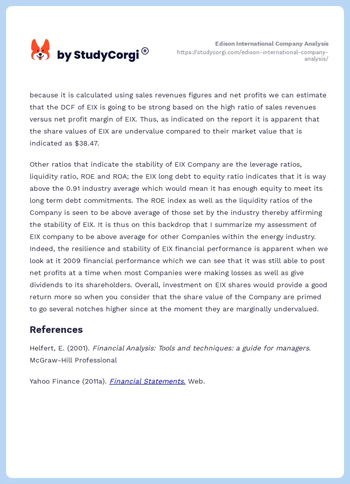 Edison International Company Analysis. Page 2