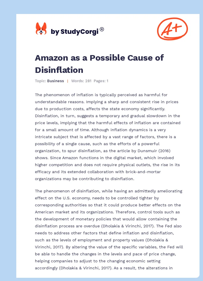 Amazon as a Possible Cause of Disinflation. Page 1