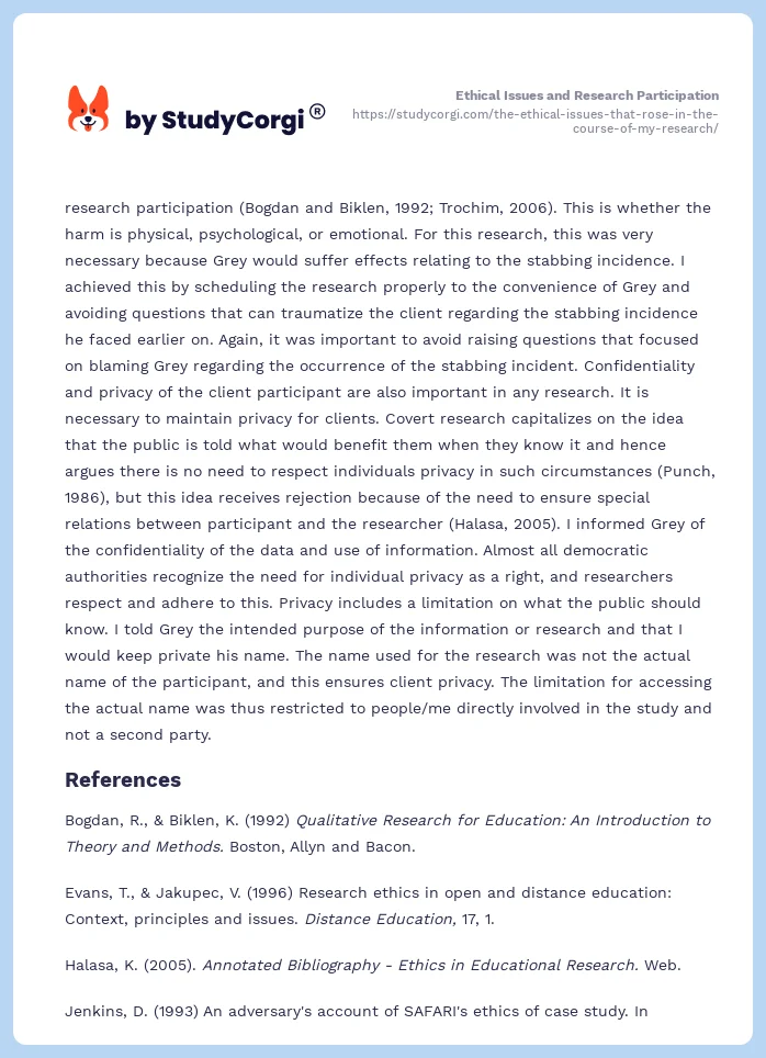 Ethical Issues and Research Participation. Page 2