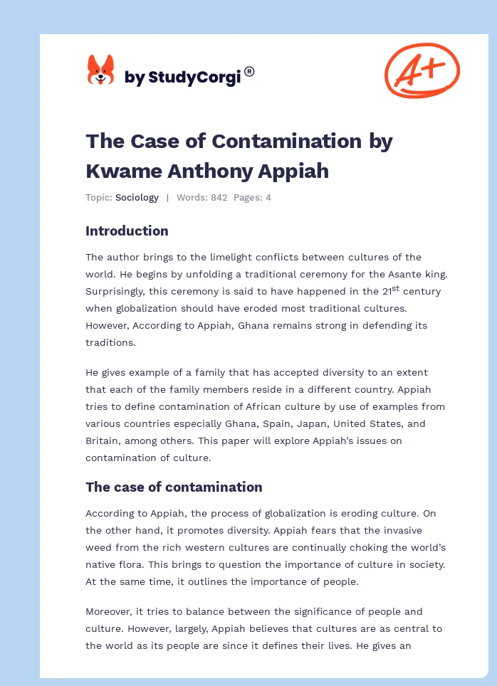 The Case of Contamination by Kwame Anthony Appiah. Page 1