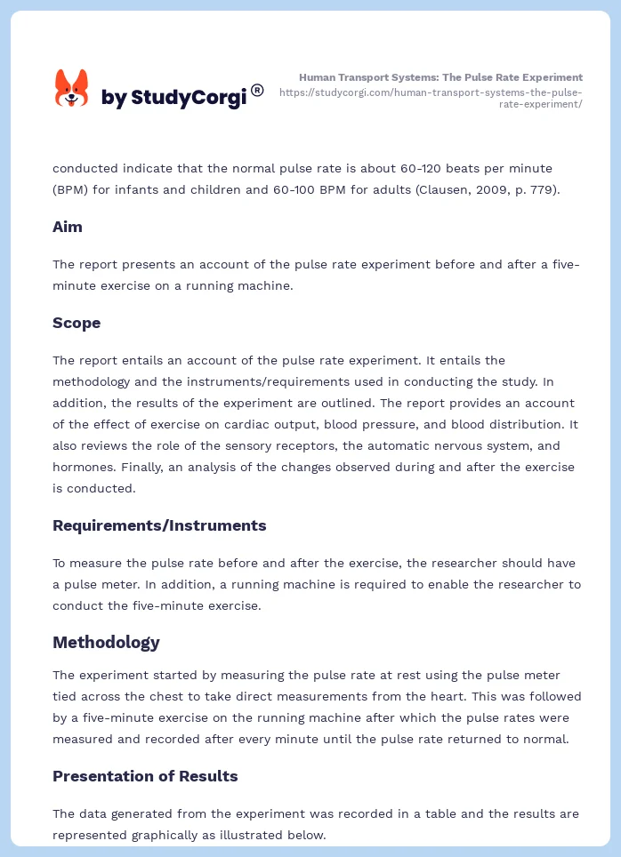 Human Transport Systems: The Pulse Rate Experiment. Page 2