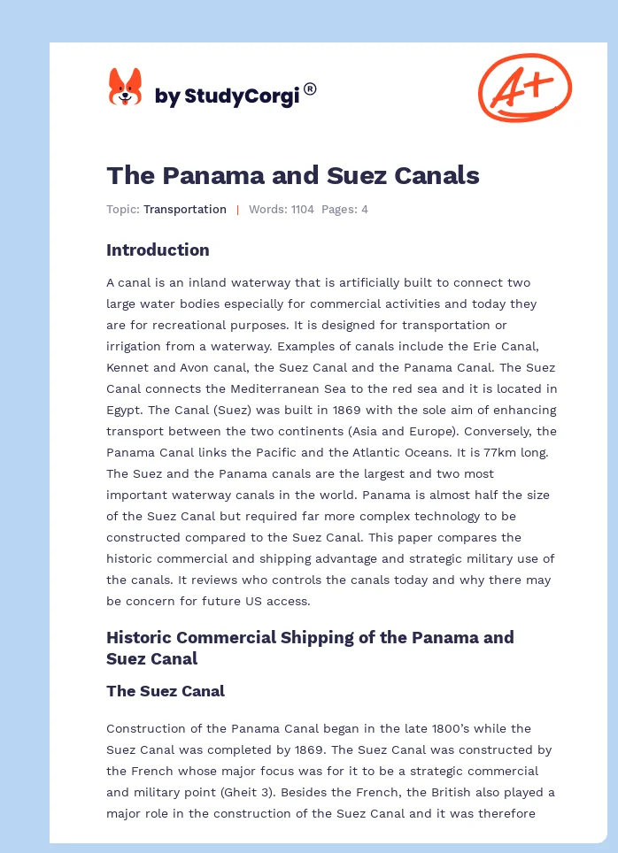 The Panama and Suez Canals. Page 1