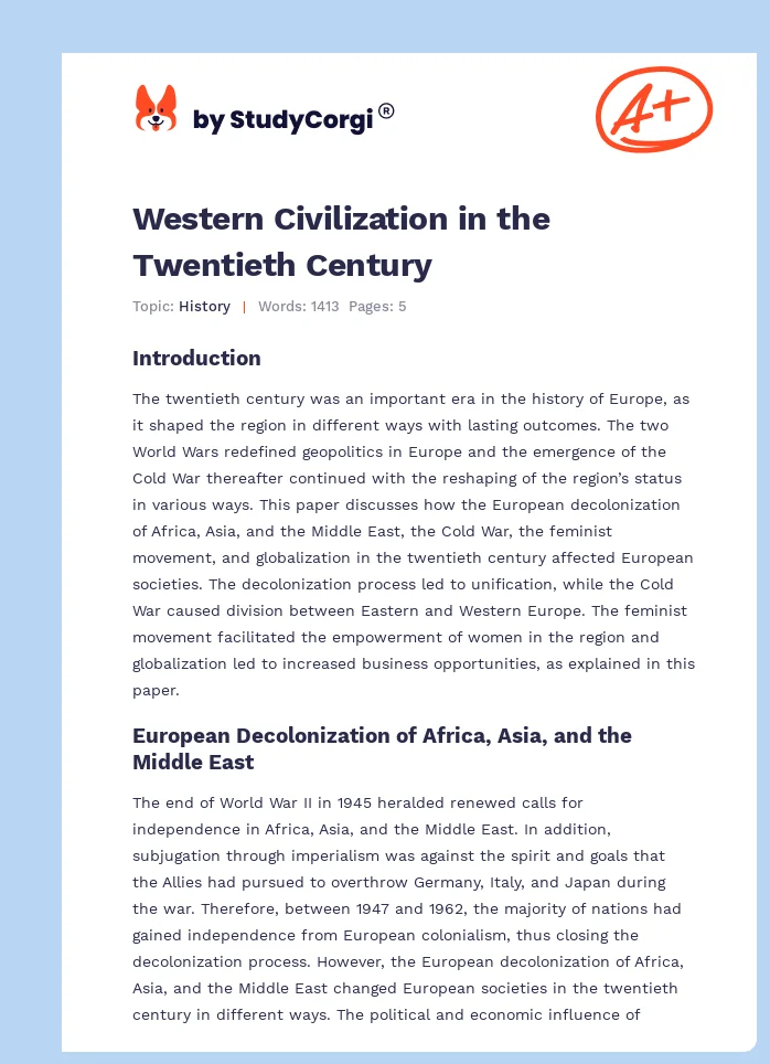 Western Civilization in the Twentieth Century. Page 1