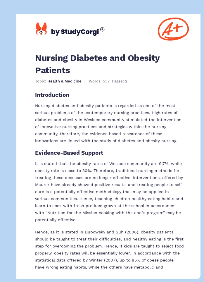 Nursing Diabetes and Obesity Patients. Page 1