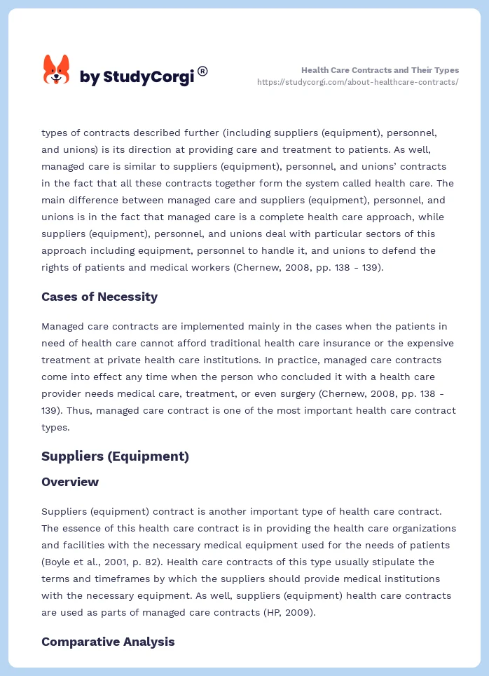 Health Care Contracts and Their Types. Page 2