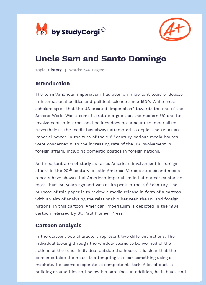 Uncle Sam and Santo Domingo. Page 1