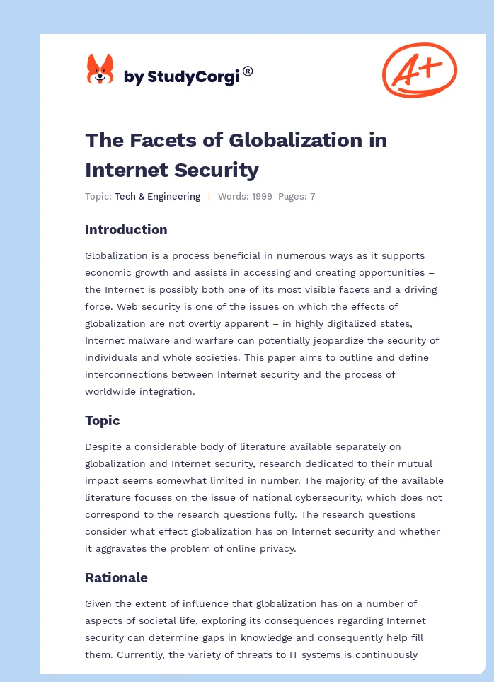 The Facets of Globalization in Internet Security. Page 1