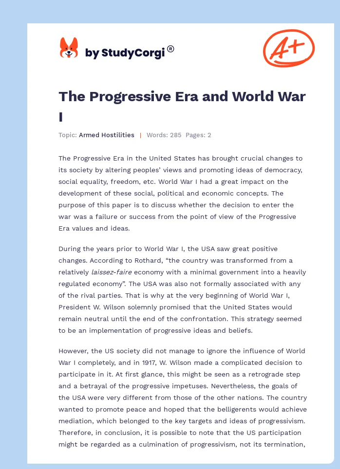 The Progressive Era and World War I. Page 1