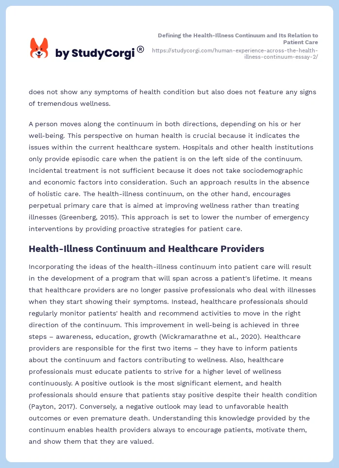 Defining the Health-Illness Continuum and Its Relation to Patient Care. Page 2