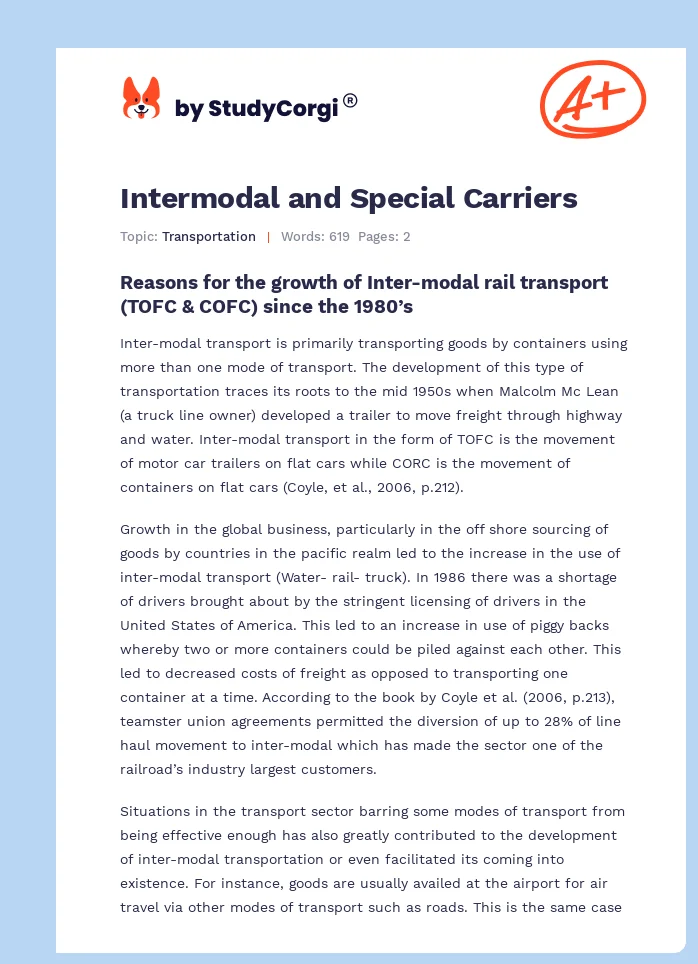 Intermodal and Special Carriers. Page 1