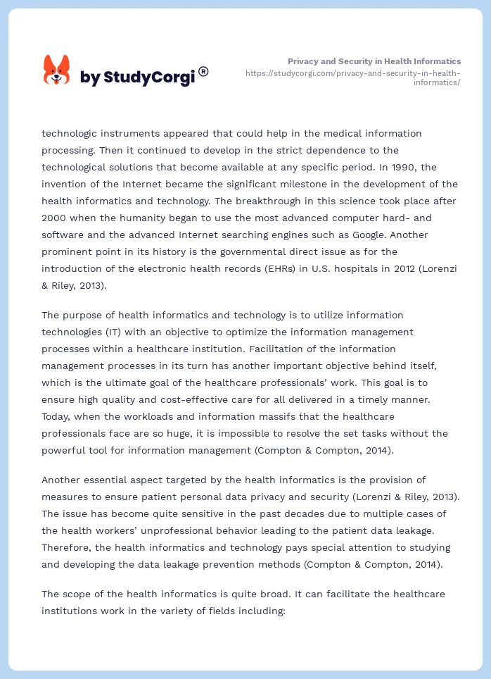 Privacy and Security in Health Informatics. Page 2
