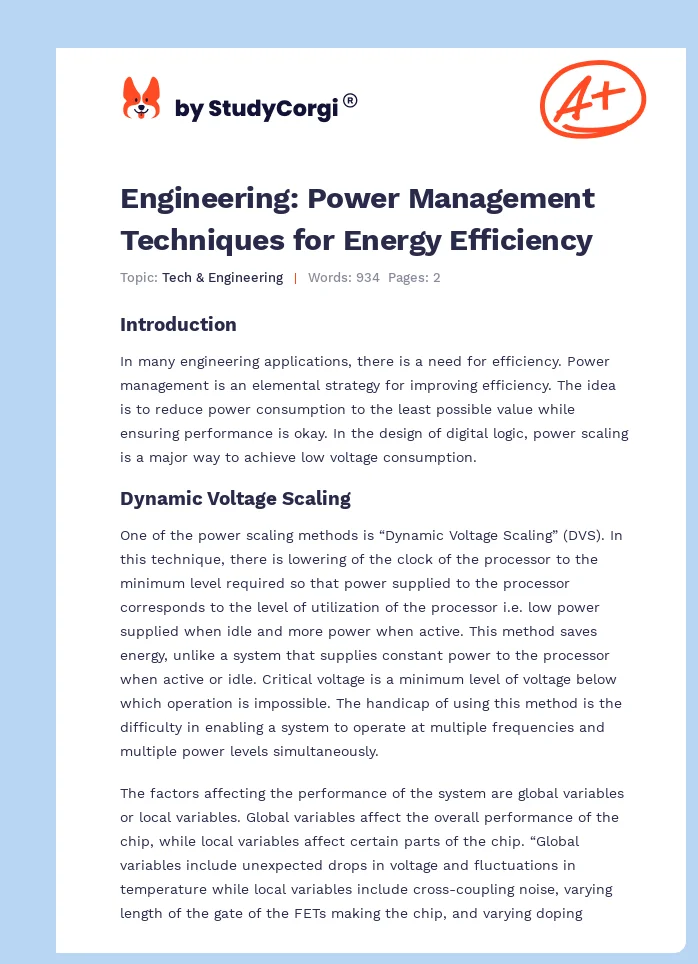Engineering: Power Management Techniques for Energy Efficiency. Page 1