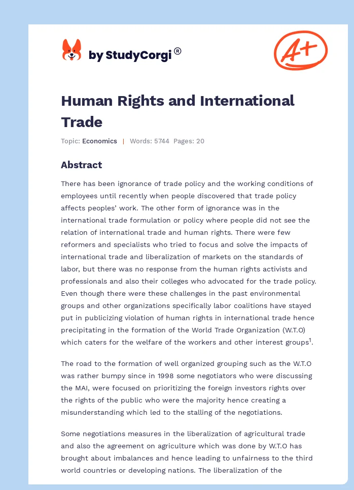 Human Rights and International Trade. Page 1
