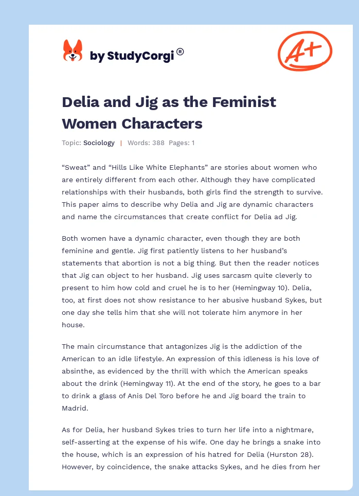 Delia and Jig as the Feminist Women Characters. Page 1