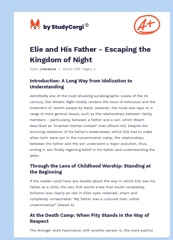 Elie and His Father - Escaping the Kingdom of Night. Page 1