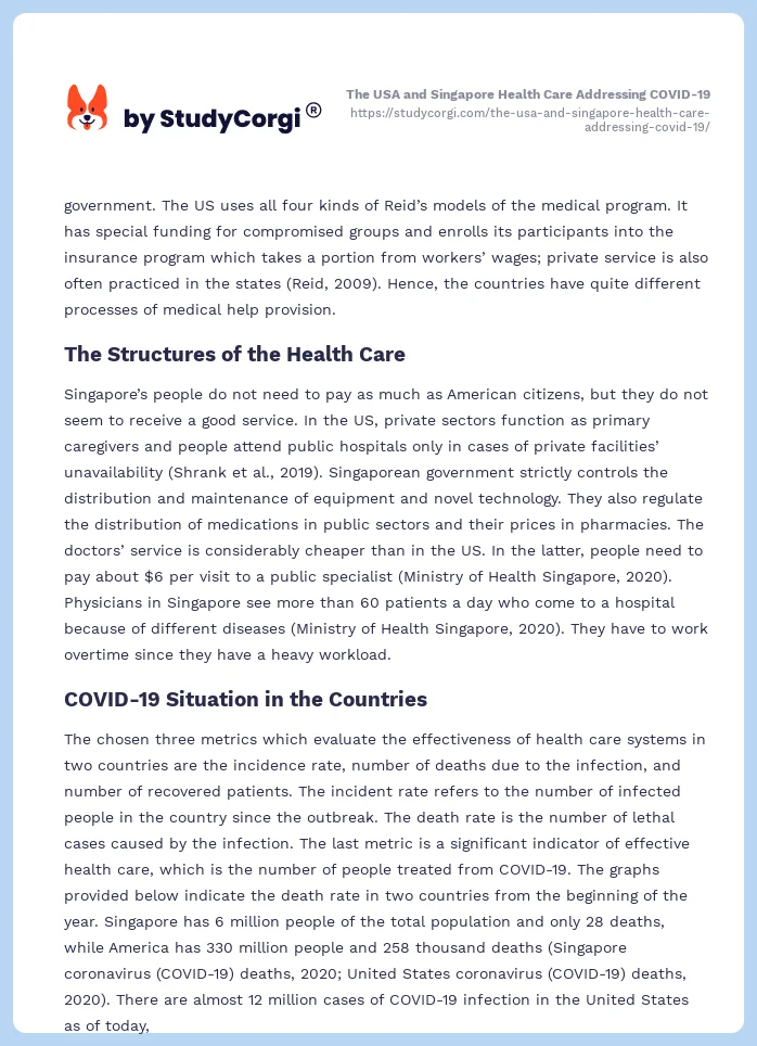 The USA and Singapore Health Care Addressing COVID-19. Page 2