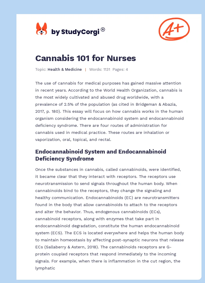 Cannabis 101 for Nurses. Page 1