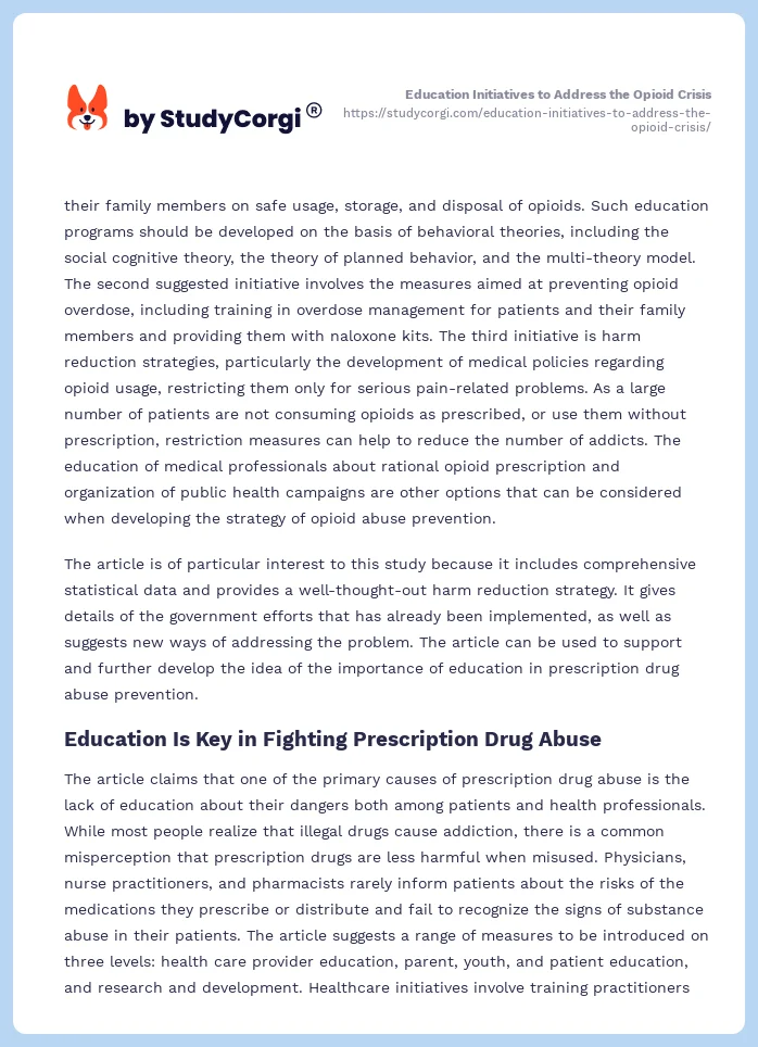 Education Initiatives to Address the Opioid Crisis. Page 2