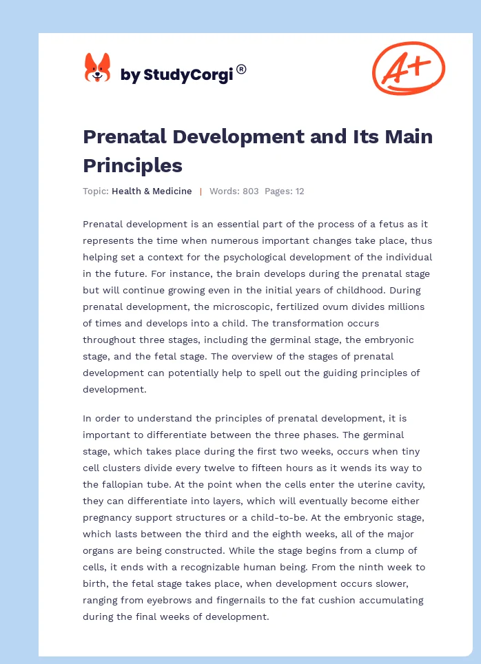 Prenatal Development and Its Main Principles. Page 1