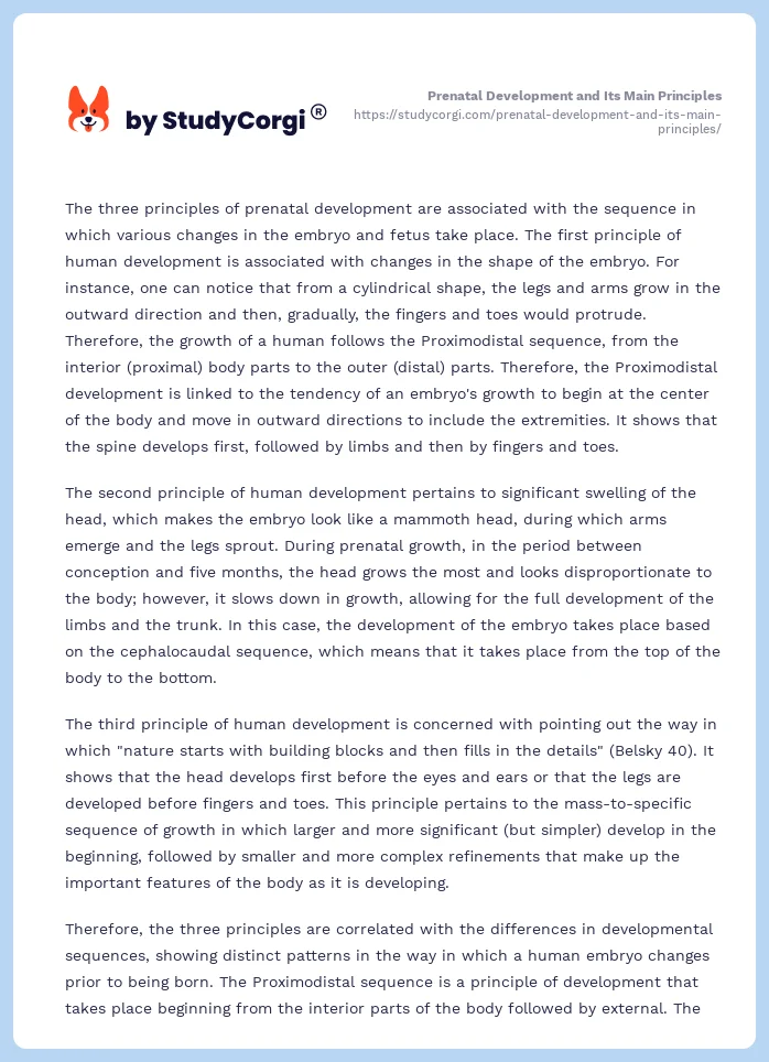 Prenatal Development and Its Main Principles. Page 2