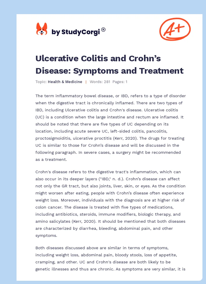 Ulcerative Colitis and Crohn’s Disease: Symptoms and Treatment. Page 1