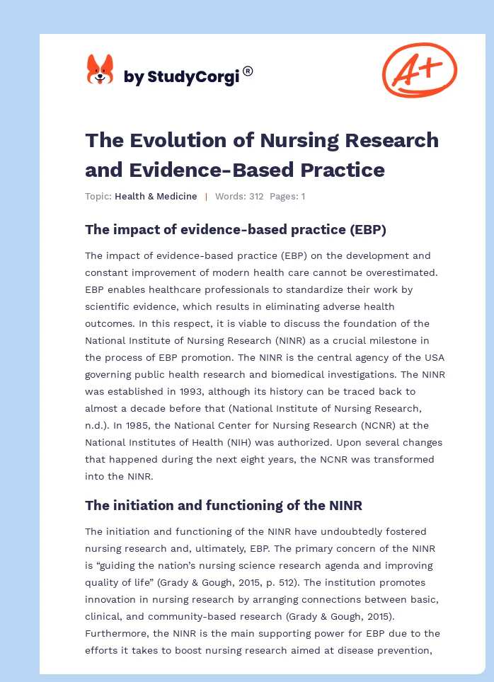 The Evolution of Nursing Research and Evidence-Based Practice. Page 1