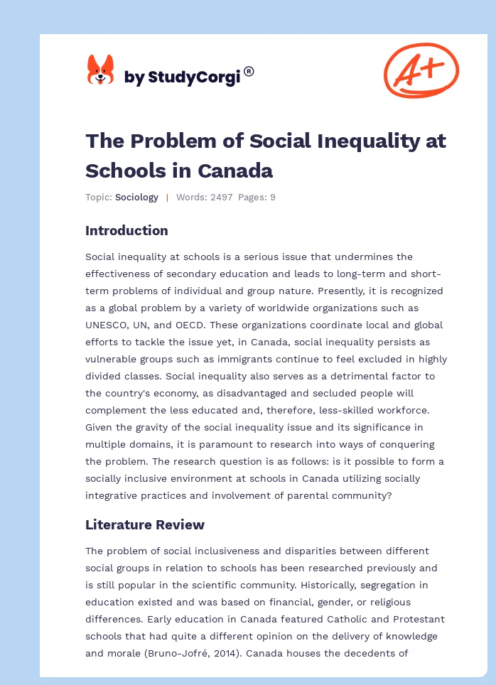 The Problem of Social Inequality at Schools in Canada. Page 1